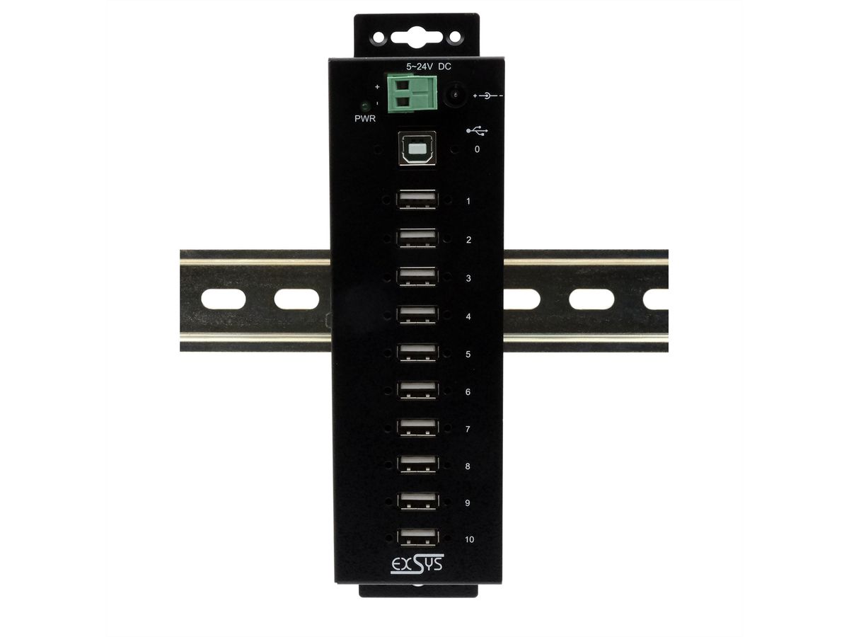 XSYS EX-1170HMVS 10-poorts USB 2.0 metalen HUB, 15KV Overspanningsbeveiliging