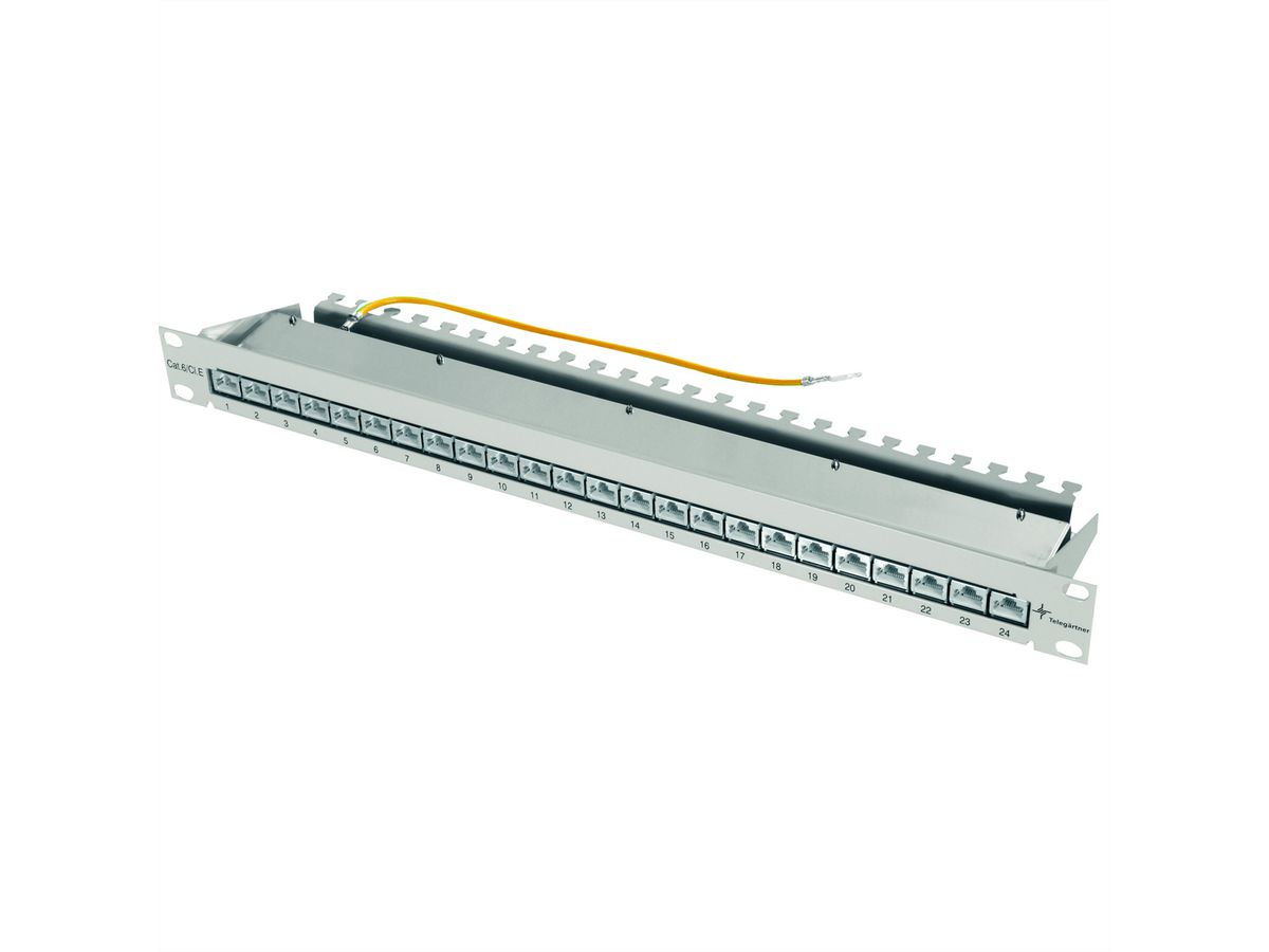 TELEGÄRTNER 19” Patch Panel afgeschermd, 1U, RAL 7035, MPP24-HS K Klasse EA 500 1U, RAL 7035