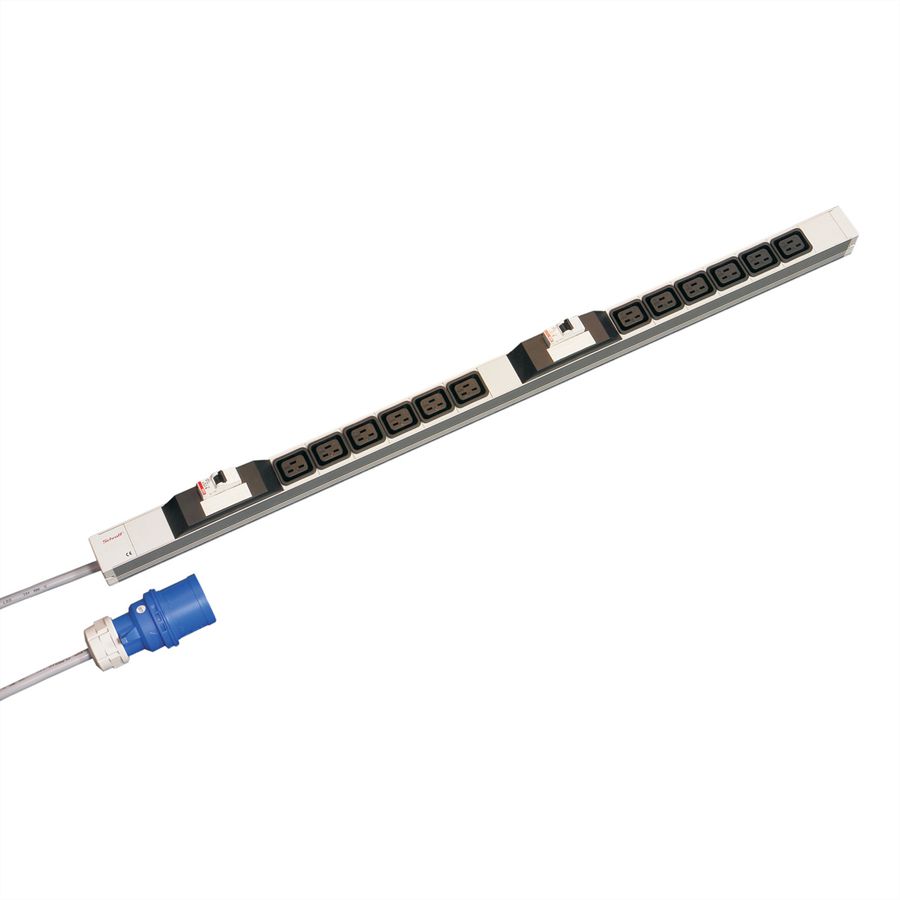 SCHROFF contactdoosstrip, IEC C19, 32 A, IEC 60309 Stekker, 12x IEC C19, Zekering 2x16 A