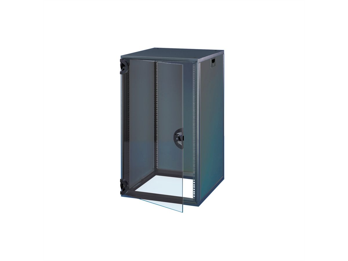 SCHROFF Novastar kast met beglaasde deur en achterwand, Slim-Line, RAL 7021, 767H 553B 600D