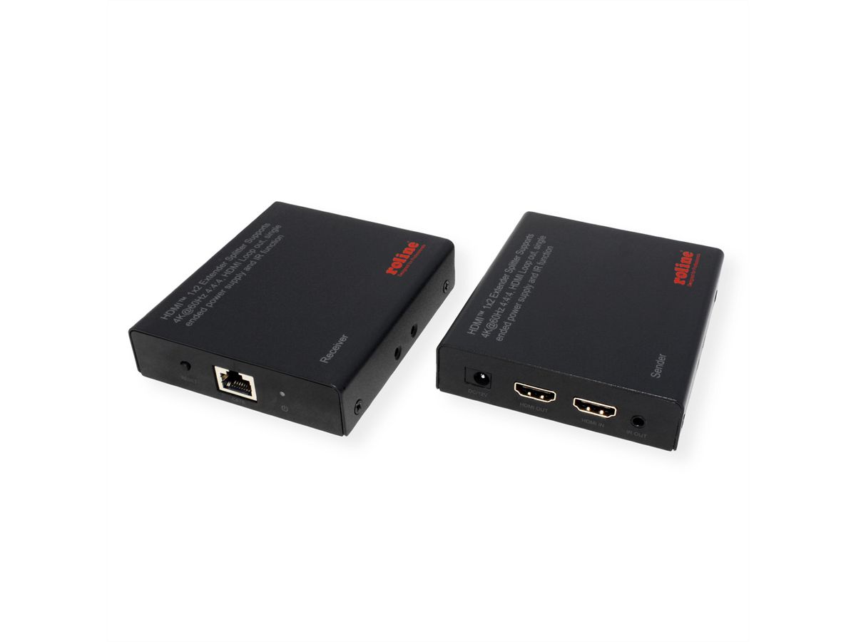 ROLINE HDMI-verlenger en -splitter, 1x2, via Cat.6A, 70m, 4K60Hz