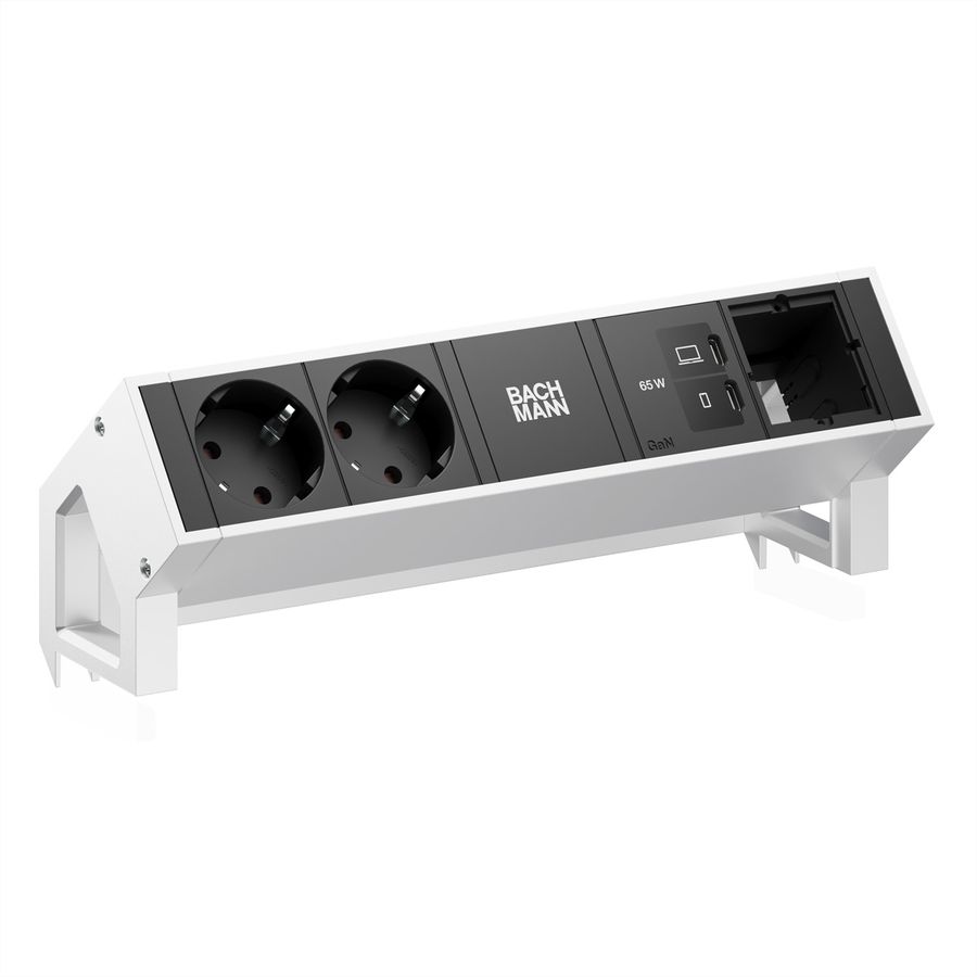 BACHMANN DESK2 2xCEE7/3 1xUSB C/C 65W, 1xCM L=0.2m INOX