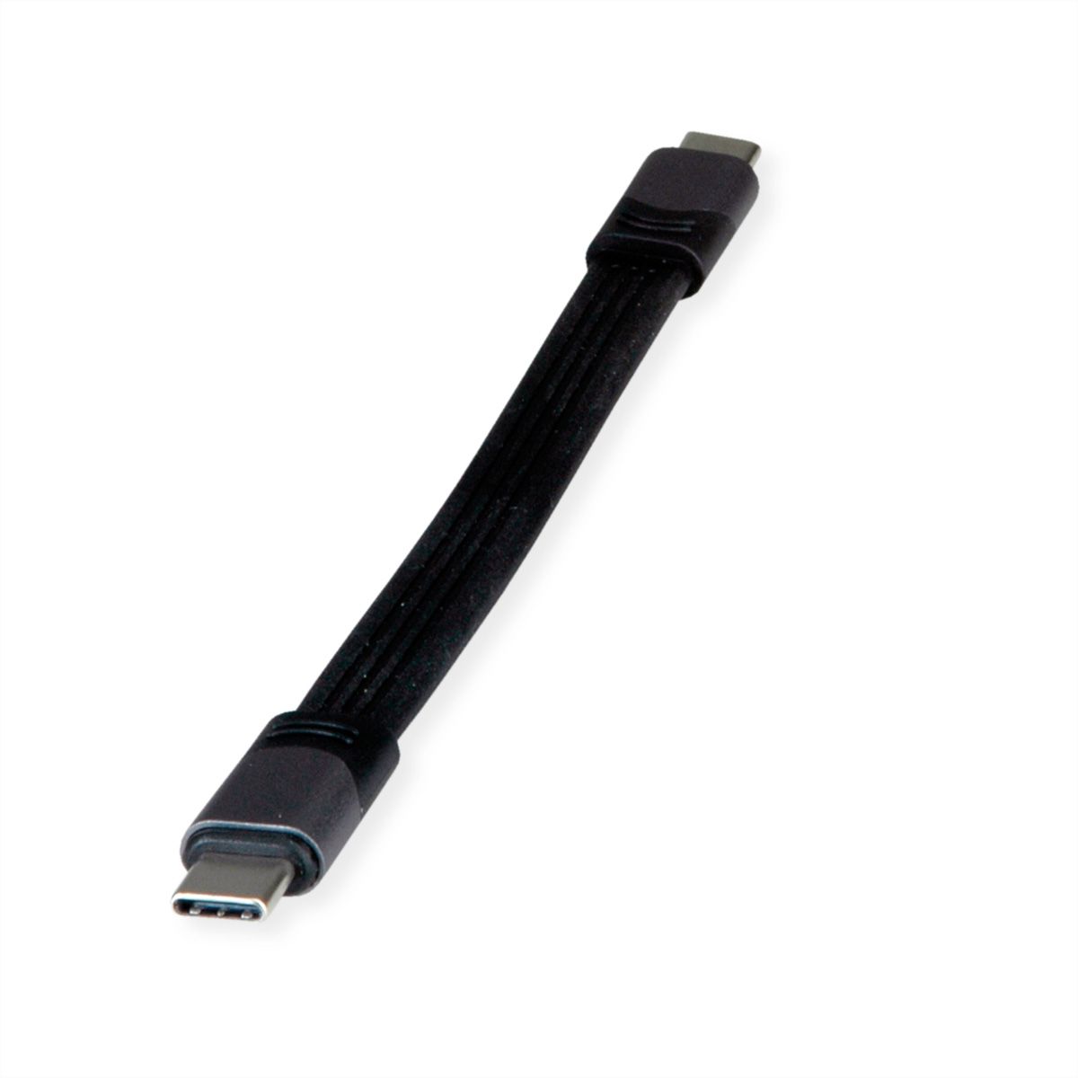 ROLINE USB4 Gen3x2 kabel, C-C, M/M, 8K UHD-2, 40Gbit/s, 100W, extra plat, zwart, 15 cm