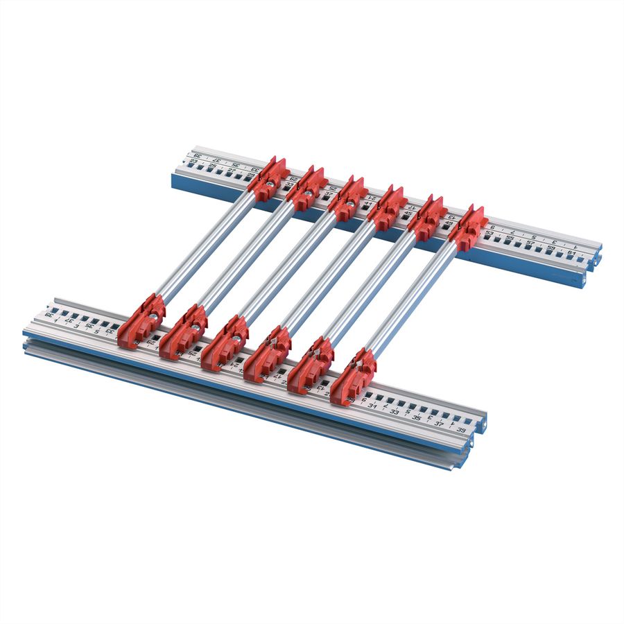 SCHROFF Guide Rail Accessory Type, PC, 280 mm, 2 mm Groove Width, Multi-Piece, Red/Silver, 10 Pieces