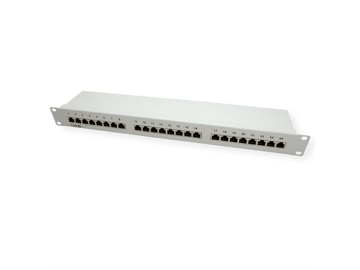 VALUE Cat.5e (Class D) 19" Patch Panel, 24 Ports, STP, grey