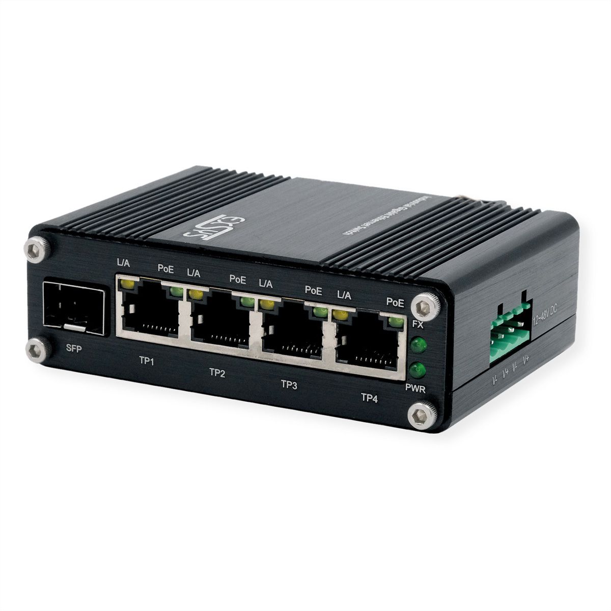 EXSYS EX-62020PoE 4-poorts industriële Ethernet-switch, PoE 1-poort 100/1000Fx SFP