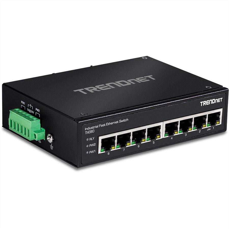 TRENDnet TI-E80 Industriële Fast Ethernet DIN-rail switch 8-poorts