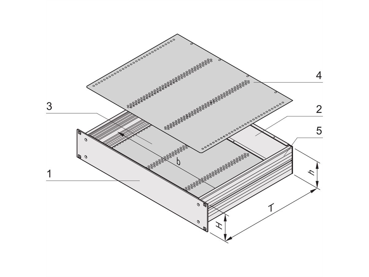 SCHROFF MultipacPRO 19" Chassis, aluminium, voor Eurocards-assemblage, 2 HE, 280 mm