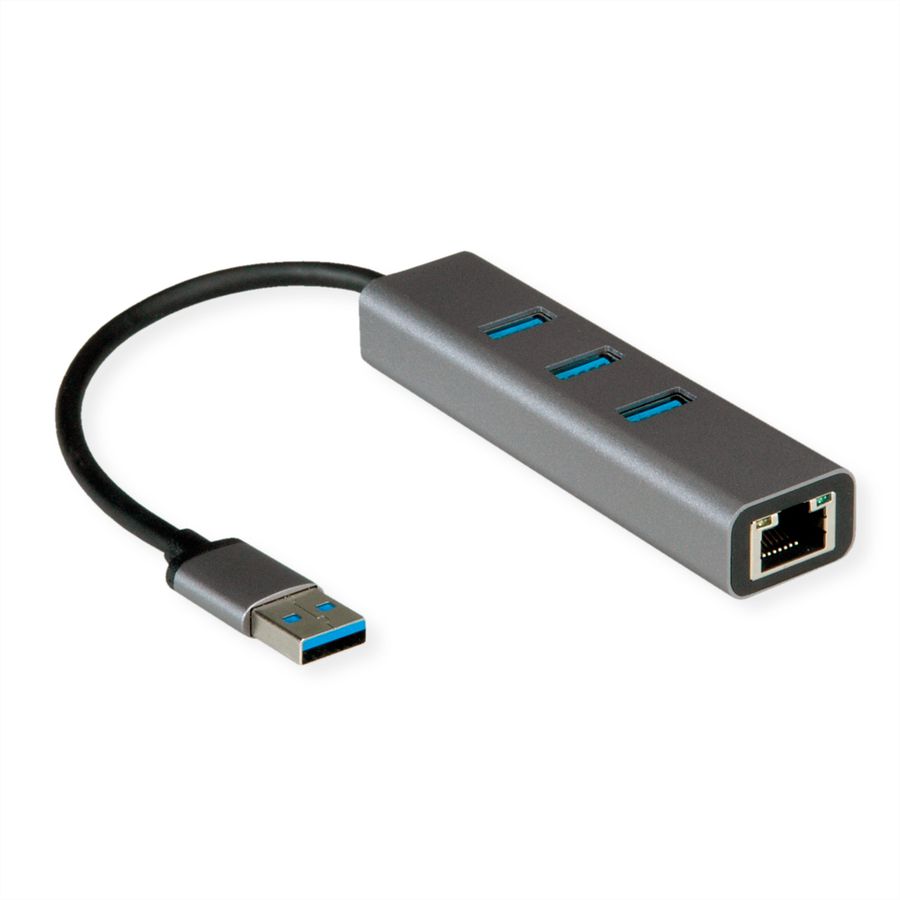 ROLINE USB-A naar Gigabit Ethernet Converter + Hub