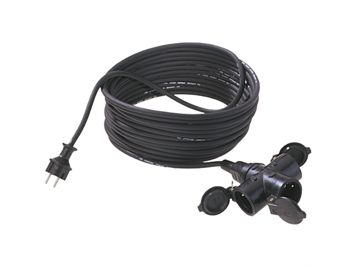 BACHMANN Extension 3G1,5mm² bw,25m,3, H07RN-F rubber/neoprene 3-way, black, 25 m