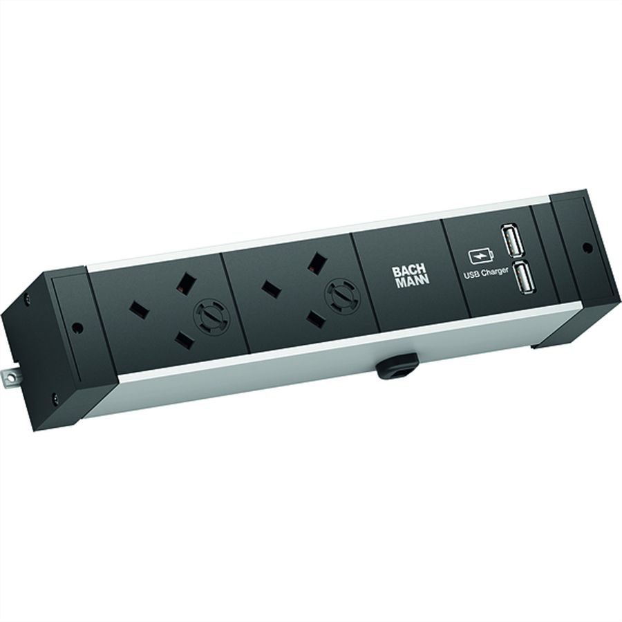 BACHMANN DESK RAIL 2xUK USB Charger, 2.0m GST18 United Kingdom