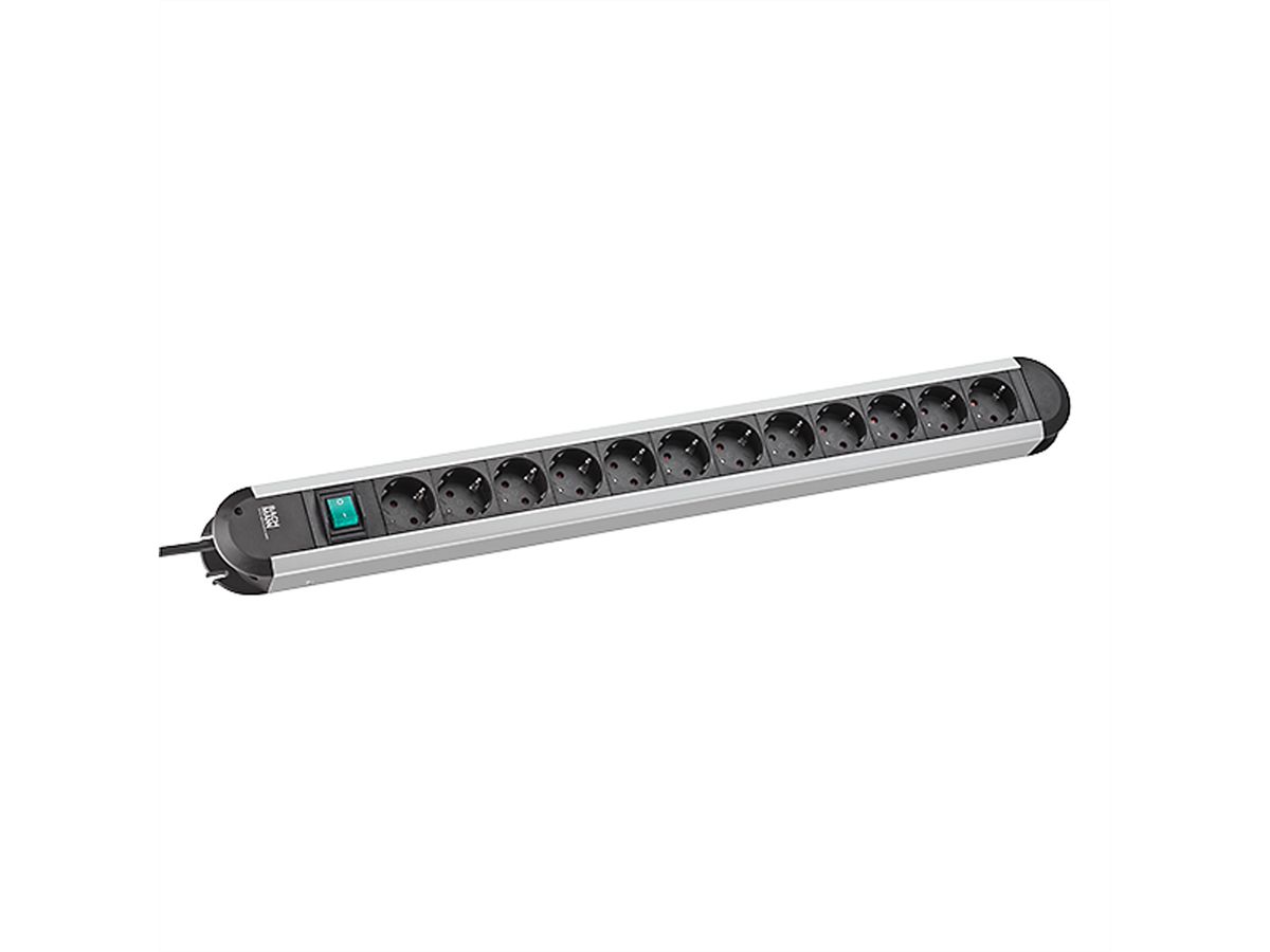 BACHMANN socket strip ALU 12-way, 45°, with switch, 1,75m