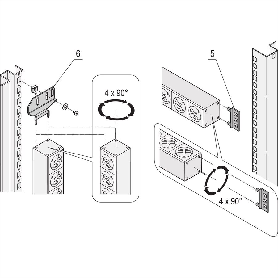 SCHROFF Socket Strip, BS, 6 Sockets, 19", With Switch
