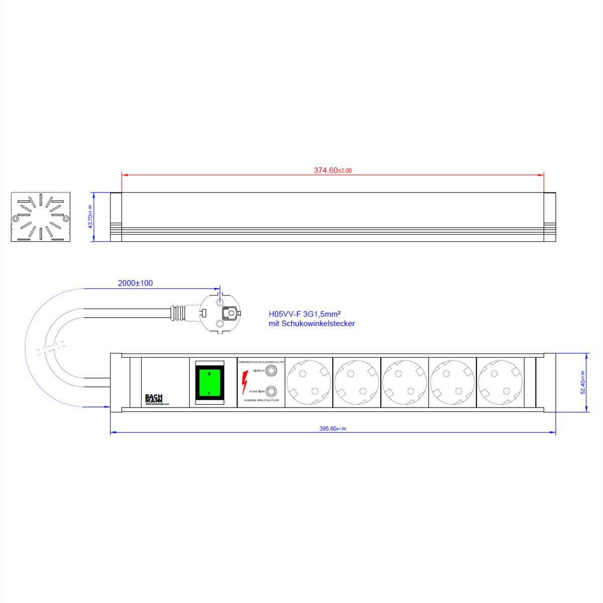 BACHMANN CONNECT LINE 5xprotective contact, Switch ÜSS