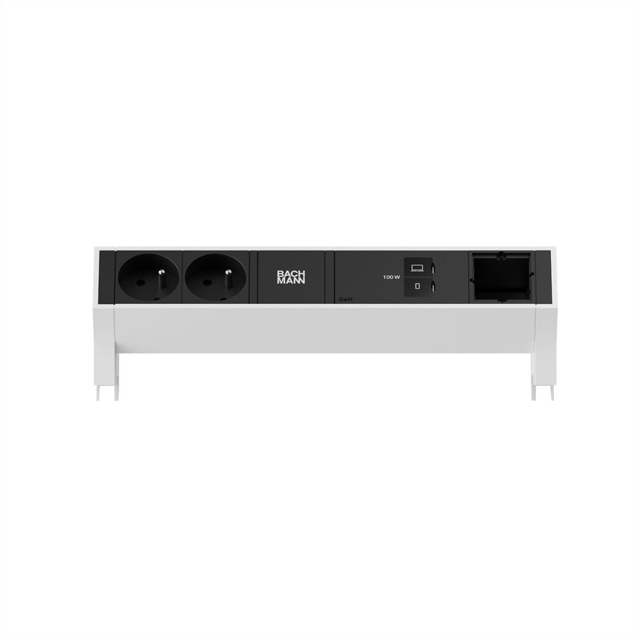 BACHMANN DESK2 2xUTE 1xUSB C/C 100W, 1xCM L=0,2m RAL9010