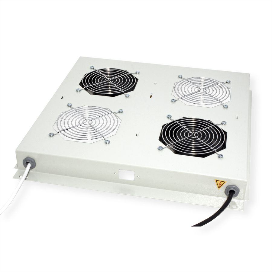 ROLINE 19-inch dakventilatie unit met 2 ventilatoren, thermostaat, grijs