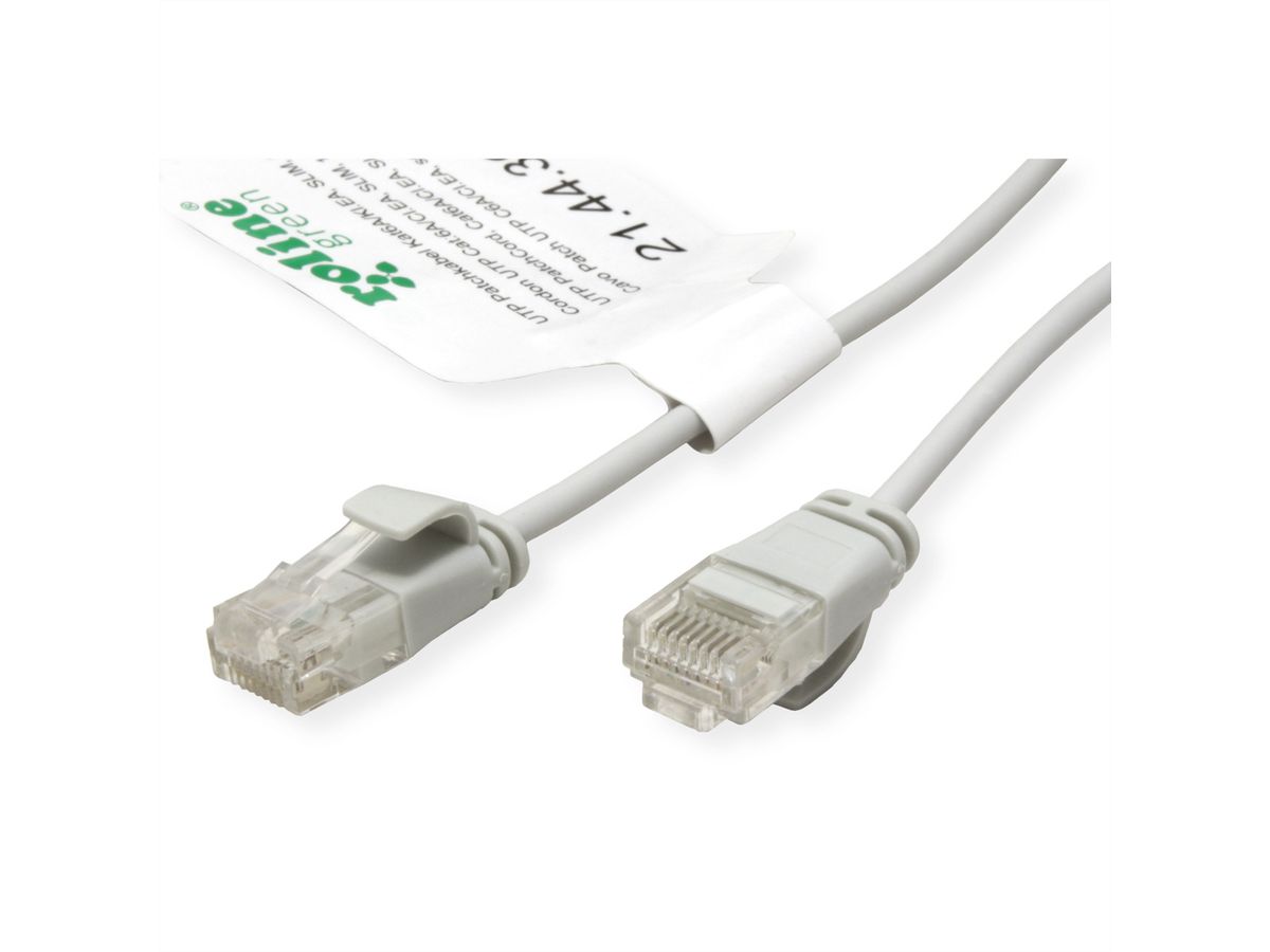 ROLINE GREEN UTP patchkabel Cat.6A (Class EA), LSOH, extra dun, grijs, 1,5 m