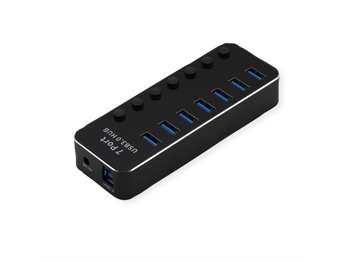 ROLINE USB 3.2 Gen 1 notebook hub, 7 poorten, individueel schakelbaar