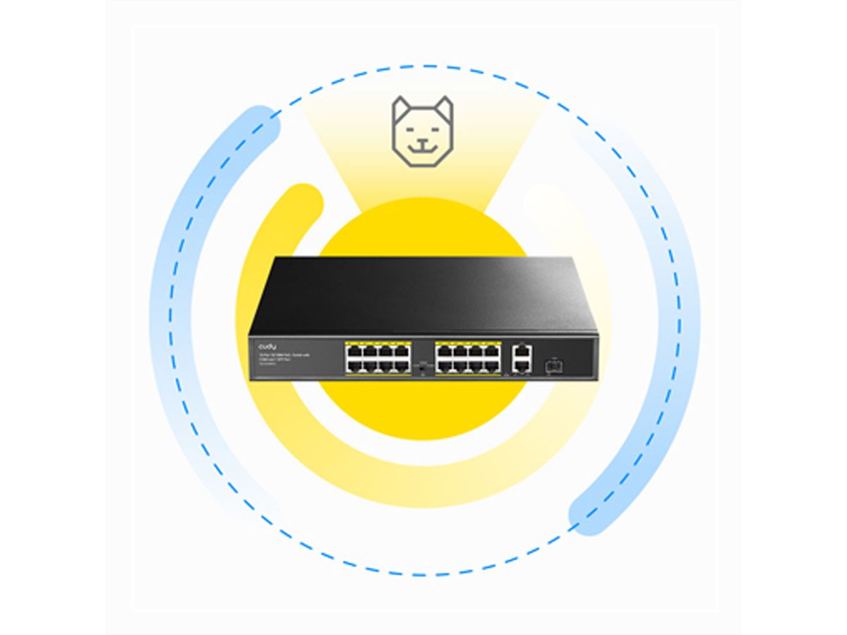 CUDY FS1018PS1 16-Port 10/100M PoE+ Switch 2 Gigabit Uplink 1 SFP Port 200W