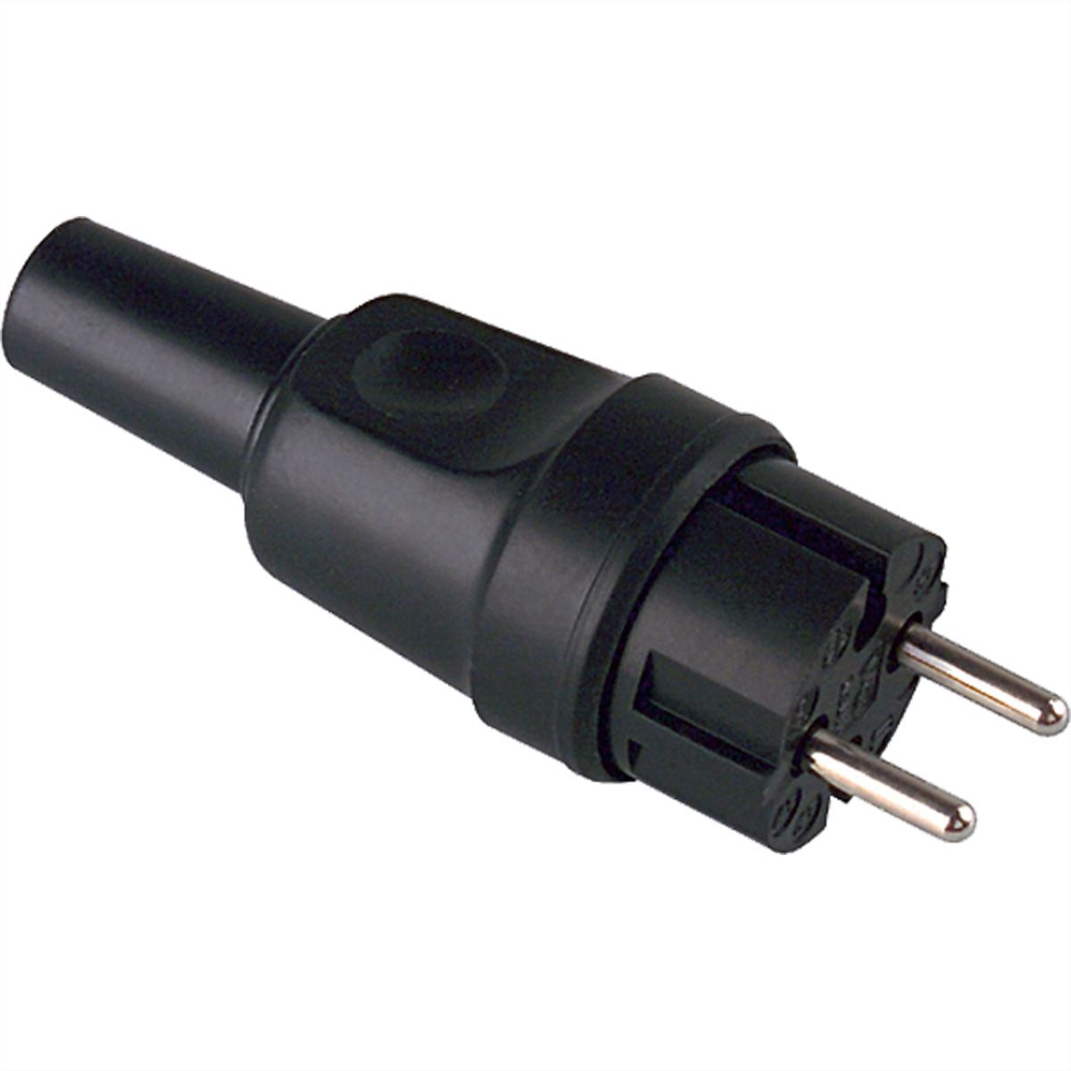 BACHMANN massief rubberen contour stekker, zwart, zonder beschermend contact