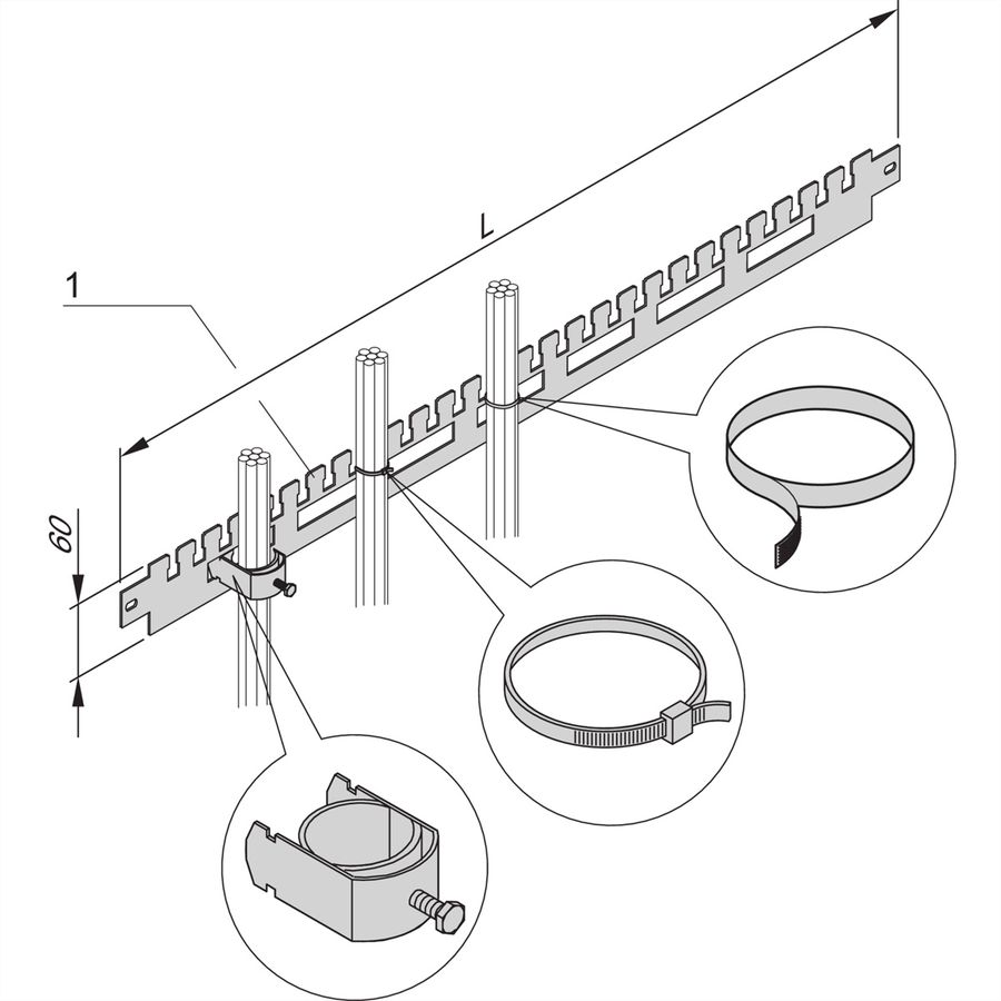 SCHROFF Varistar Cable Support Rail for Cabinet Depth, RAL 7021, 900D