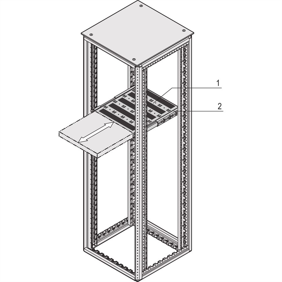 SCHROFF Varistar 19'' Legbord, uitschuifbaar, 30 kg, RAL 7021, 600W 800D