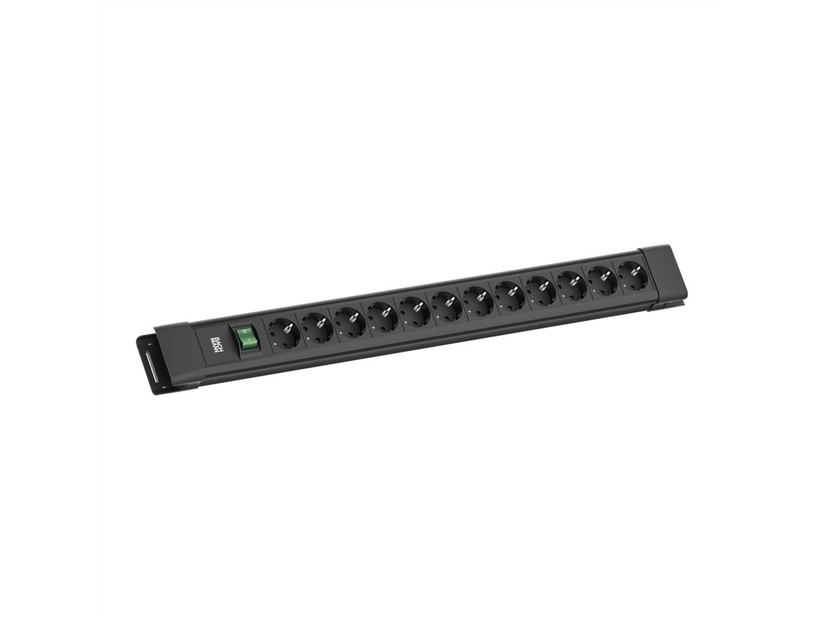 BACHMANN CONNECTUS 12xCEE7/3, 1xSchalter 2,0m CEE7/7 Schwarz