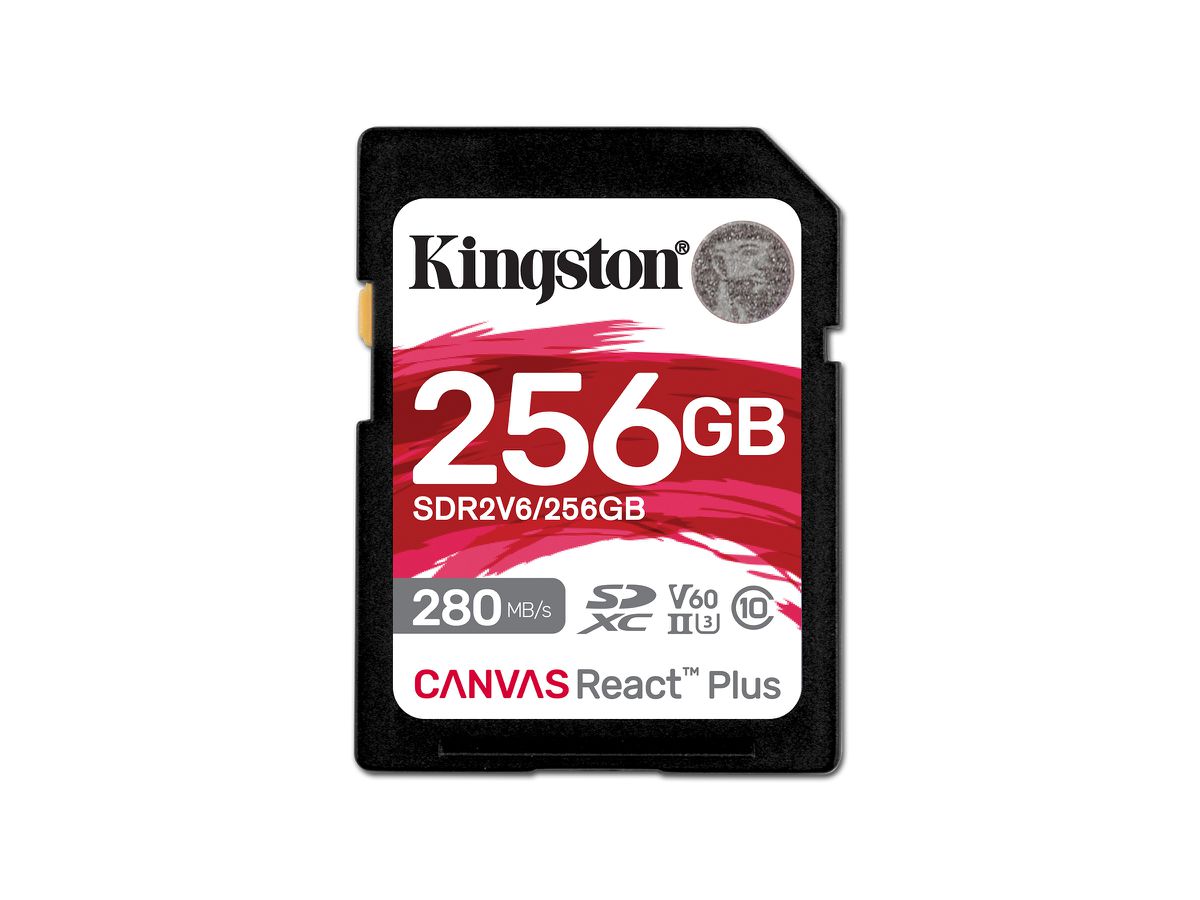 Kingston Technology 256GB Canvas React Plus SDXC UHS-II 280R/150W U3 V60 voor Full HD/4K