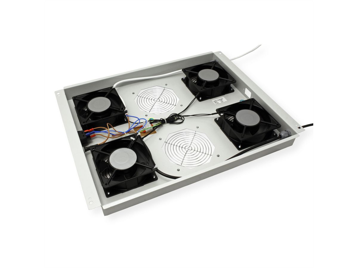 ROLINE 19-inch roof-mounted fan unit 4 fans, Thermostat grey