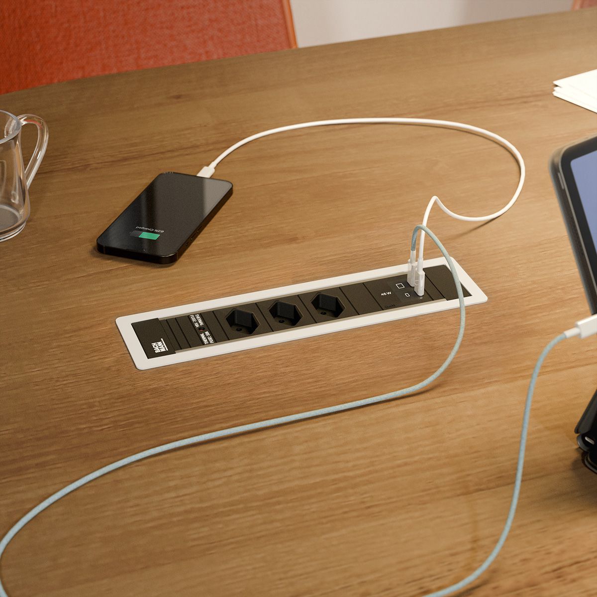 BACHMANN POWER FRAME M 3xCH 0°, 1xUSB C/C 45W L=0.2m
