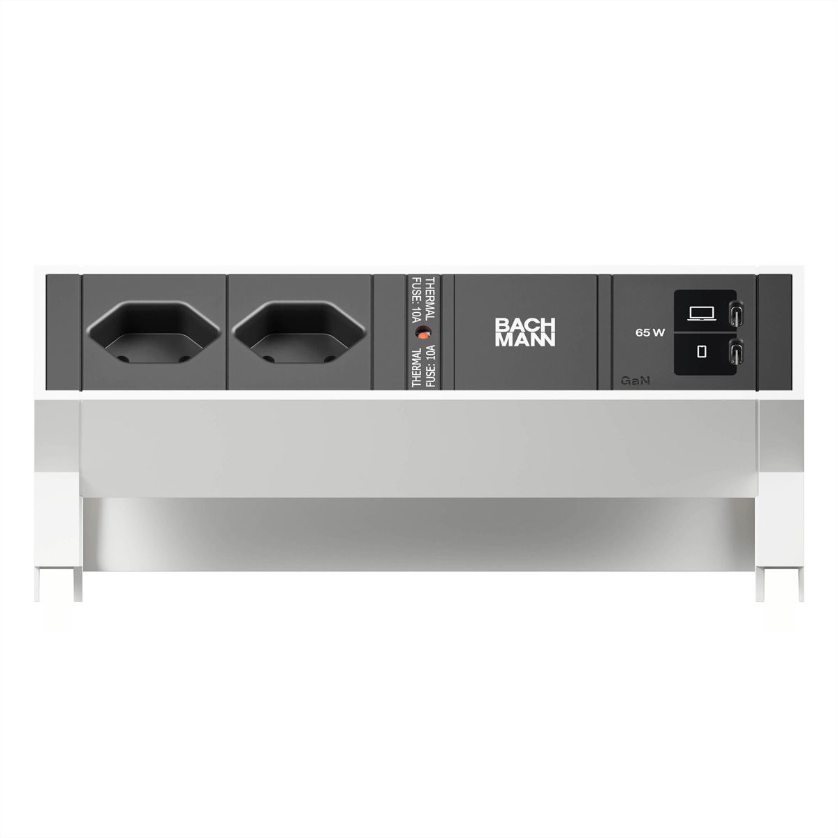 BACHMANN DESK2 2xCH 90° 1xUSB C/C 65W, L=0.2m RAL9010