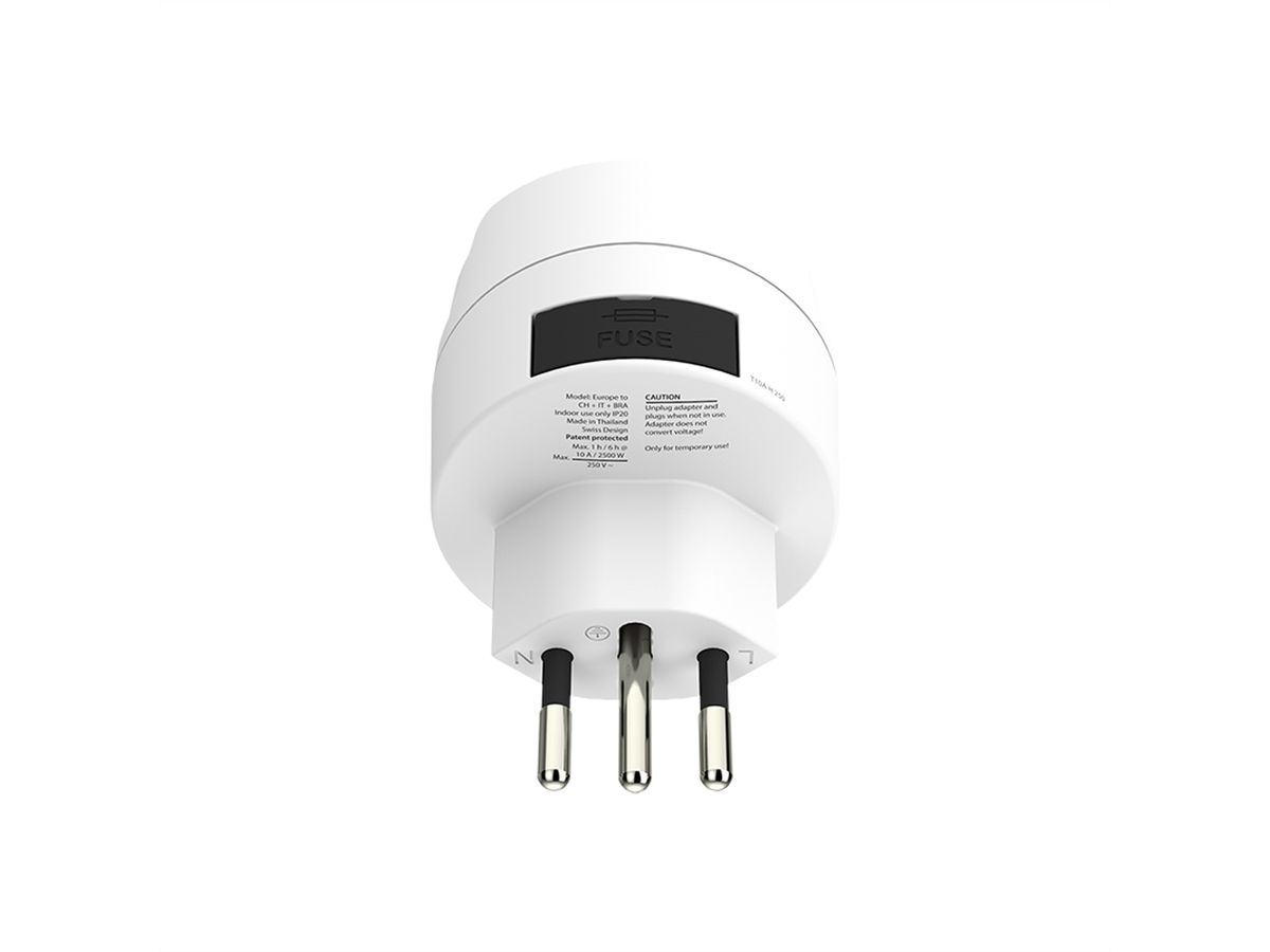 Skross Europe to Switzerland + Italy + Brazil Travel Adapter, For 2- and 3-pole devices  (Safety Contact or Euro plug)