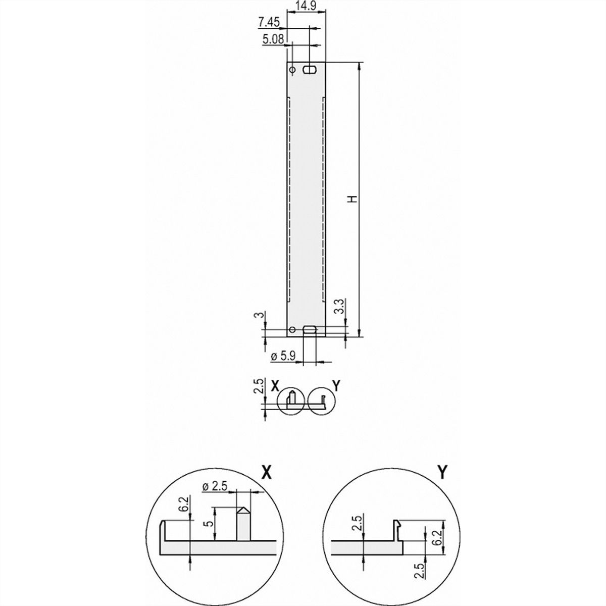 SCHROFF Front Panel, U-profile, Refrofit Shielding, 3 U, 3 HP, 2.5 mm, Al, Front Anodized, Rear Conductive