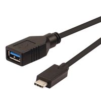 ROLINE USB 3.2 Gen 1 Type C kabel, C-A, M/F, OTG, zwart, zwart, 0,15 m