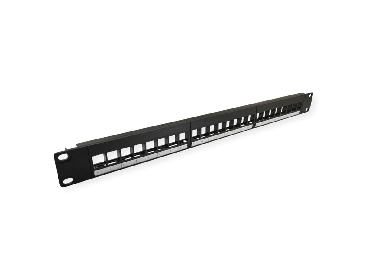 VALUE Keystone 19'' Module Frame, 24 ports, unshielded, 1U, 3-piece-type, black