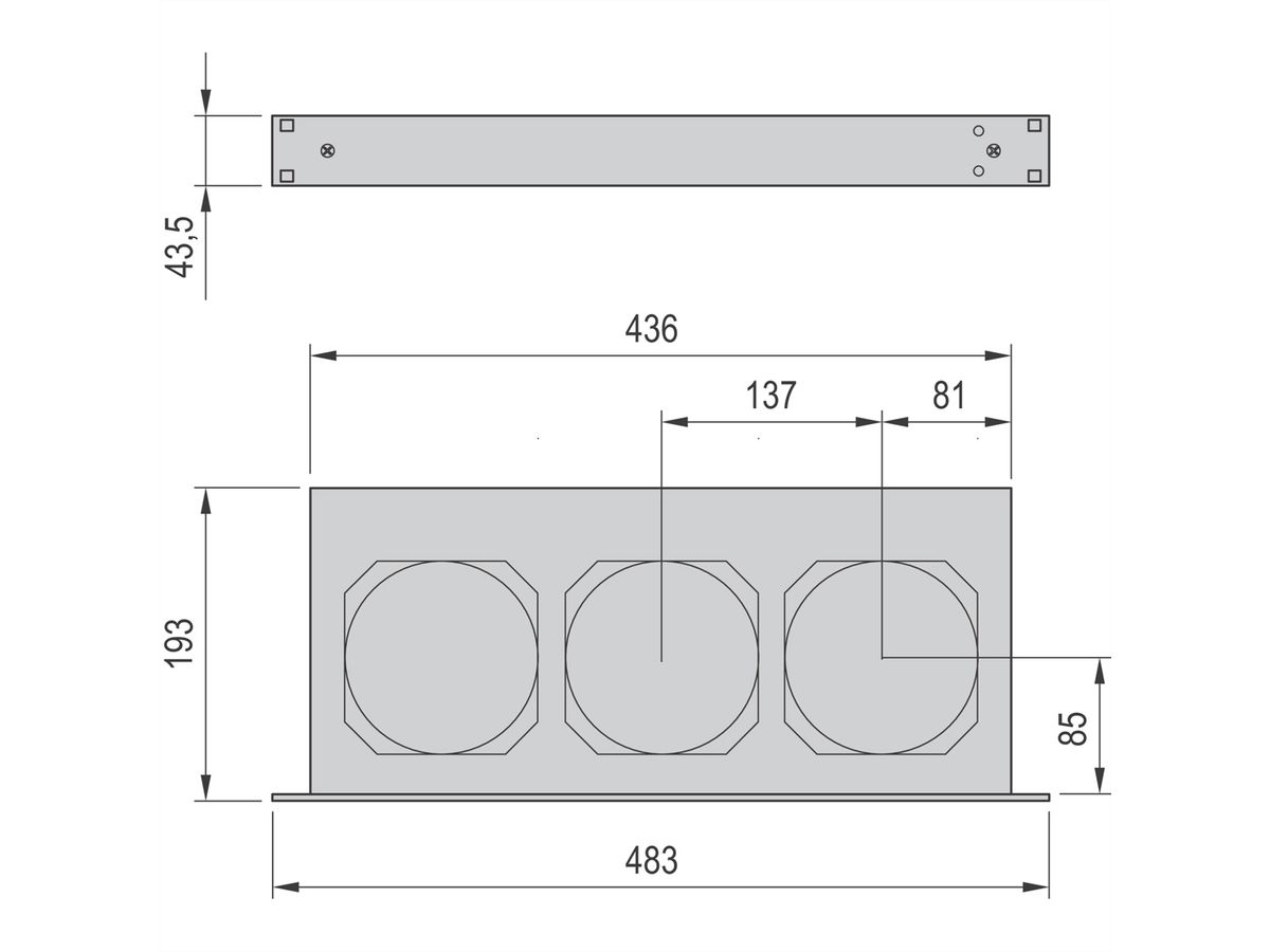 SCHROFF 19"-Ventilatie unit 1 HE incl. 3 Ventilatoren