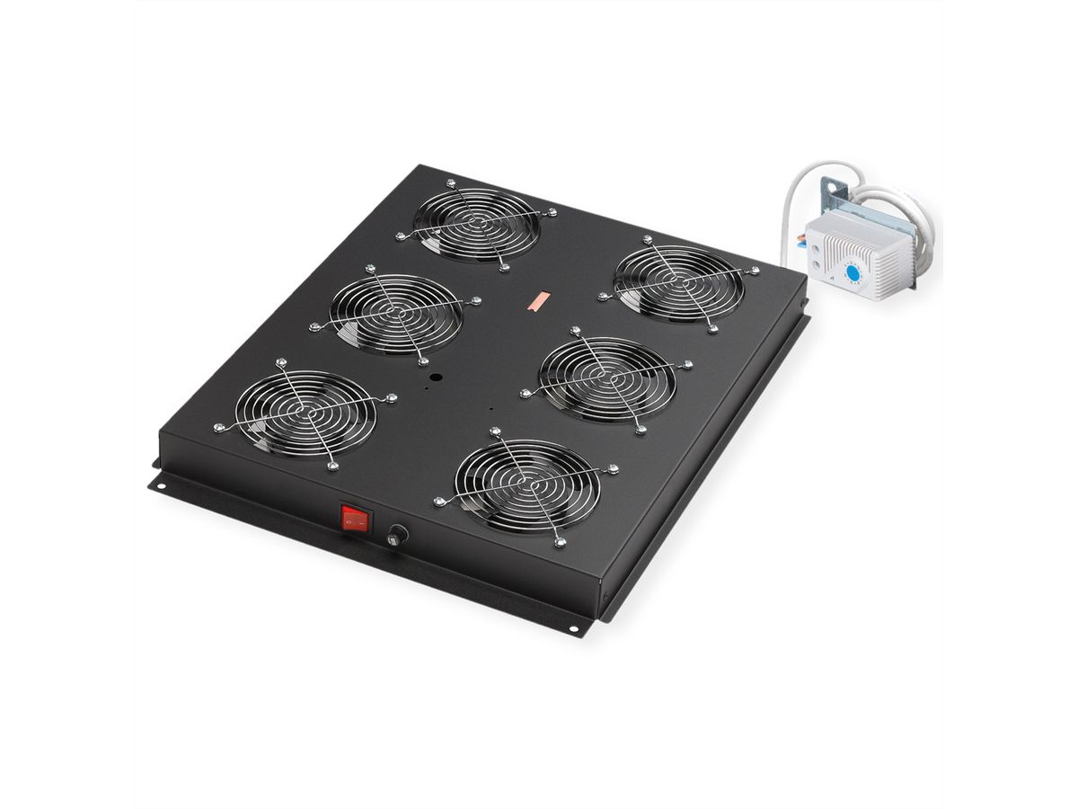 ROLINE 19-inch dakventilatorunit 6 ventilatoren, Thermostaat zwart