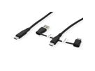 ROLINE USB 2.0-kabel type C, M/M, met adapters voor gegevensblokkering type A+C, 1 m