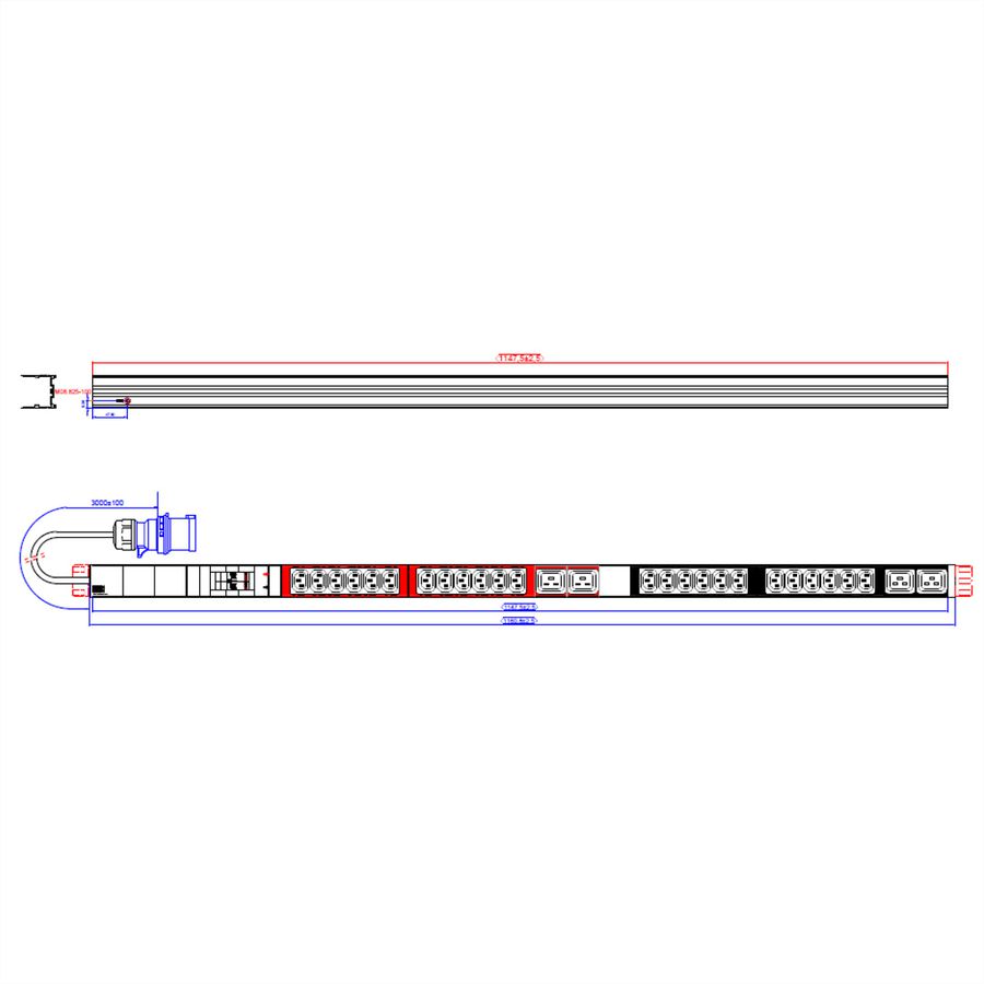 BACHMANN IT PDU ALU 1U 20xC13 4xC19 2xLS CEE 32A blue