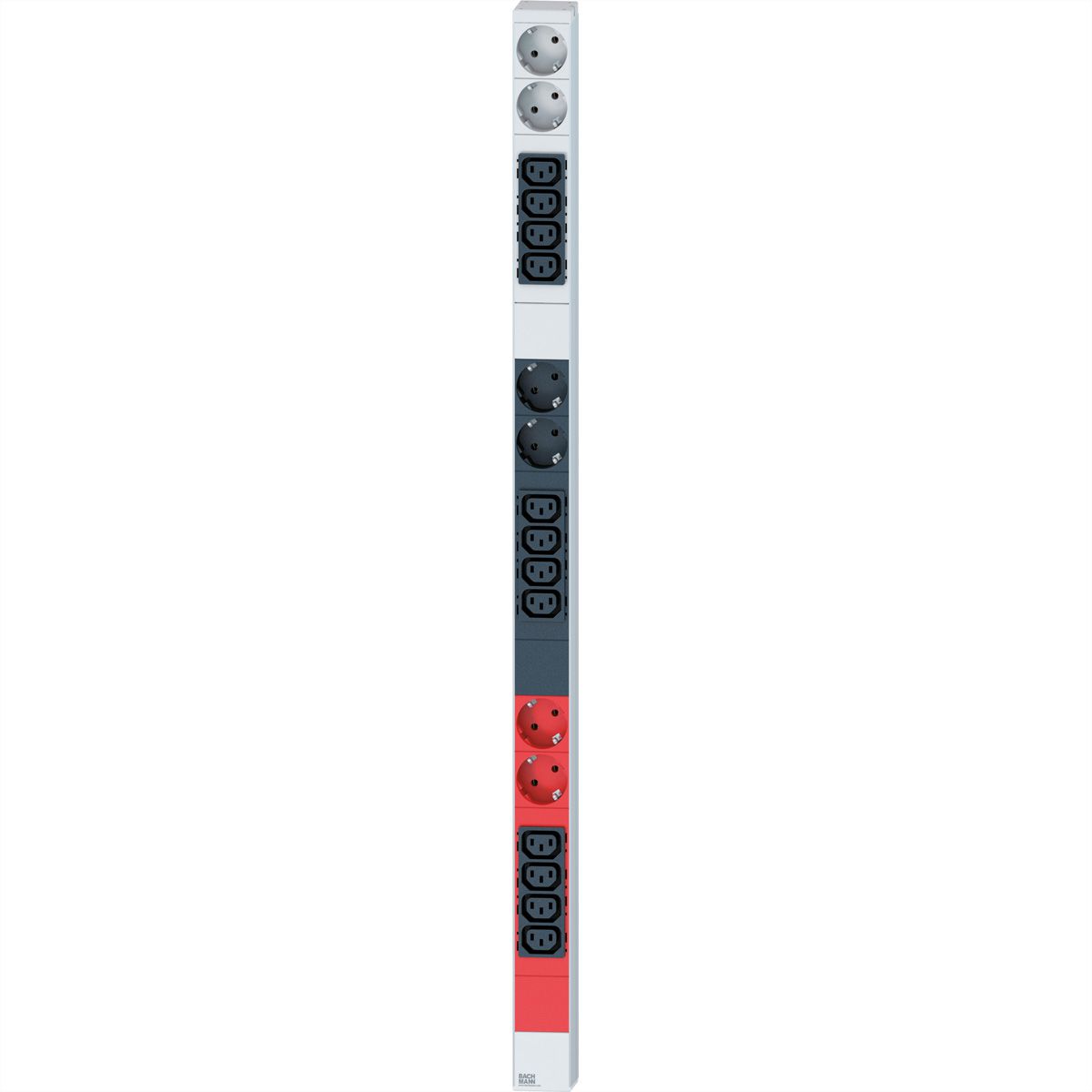 BACHMANN IT PDU ALU 0U 12x C13 6x earthing contact 3x 16A CEE red