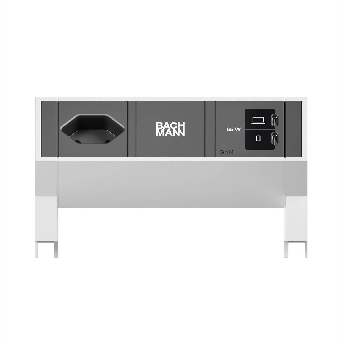 BACHMANN DESK2 1xCH 90° 1xUSB C/C 65W, L=0.2m INOX