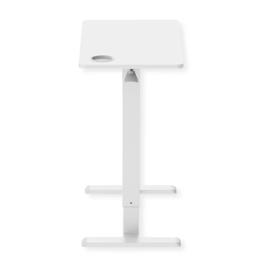 ROLINE Gas Spring Side Table / Workstation, height-adjustable, hidden casters, white