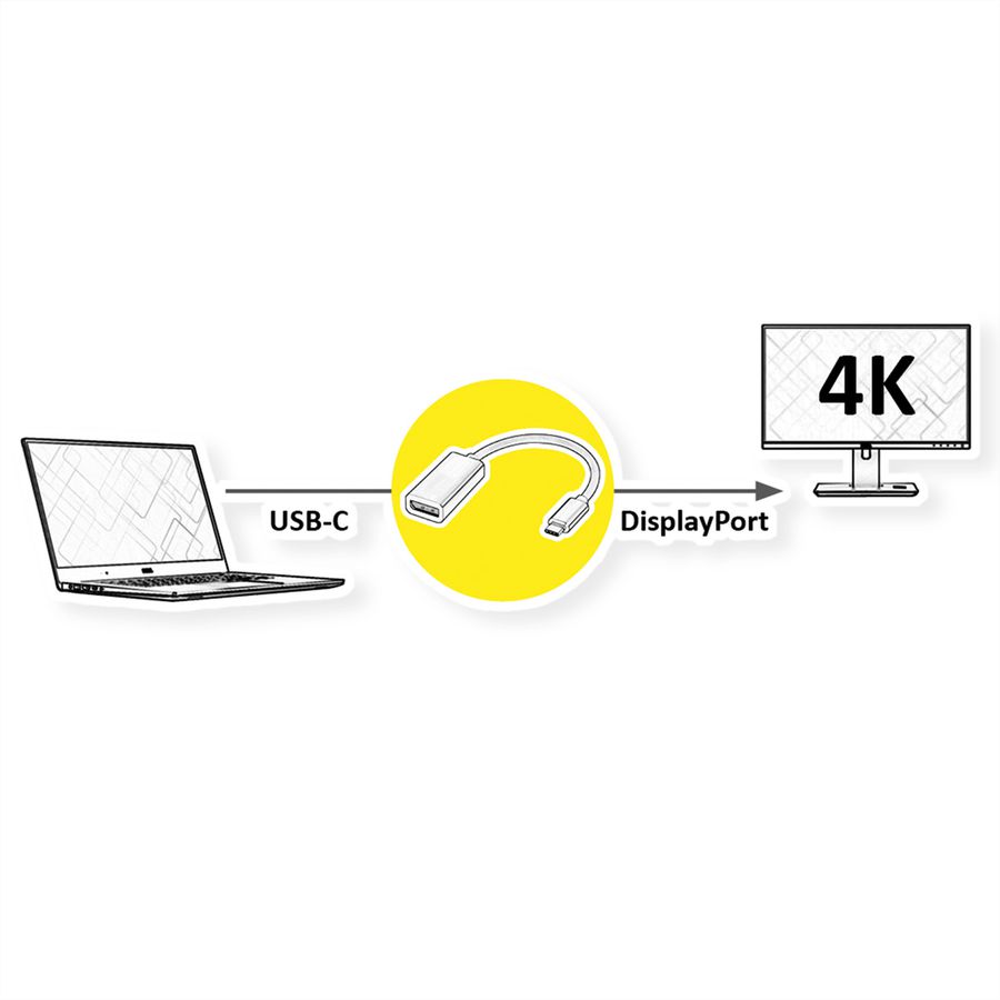 STANDARD USB-C - DisplayPort Adapter, v1.2, M/F