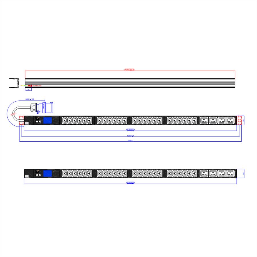 BACHMANN BN2000 24xC13 4xC19, Meting, CEE 16A blauw