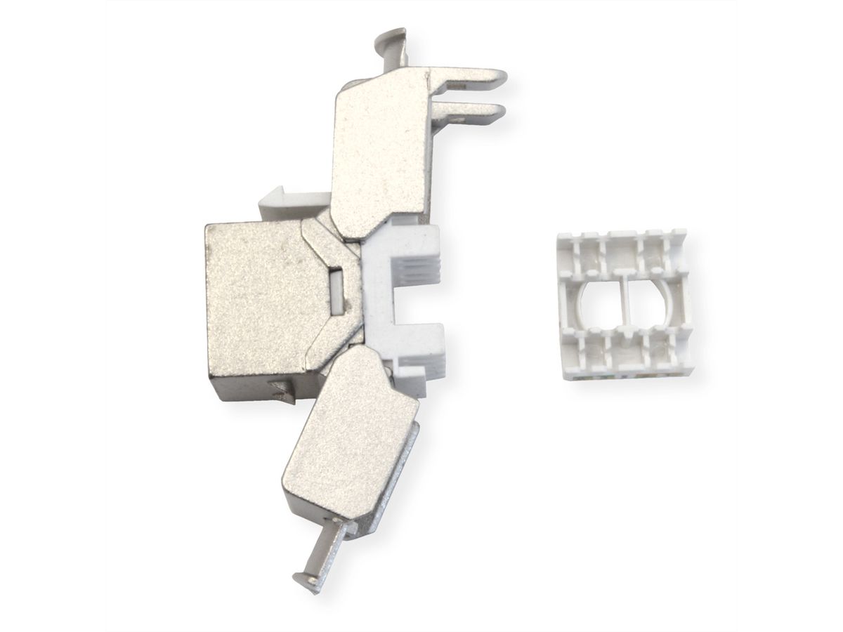 VALUE Cat.8 (Klasse I) Keystone, afgeschermd, zonder gereedschap, zilver