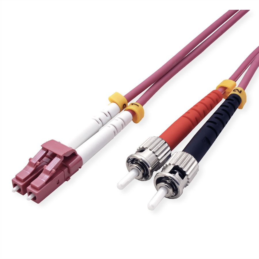 VALUE Fibre Optic Jumper Cable, 50/125µm, LC/ST, OM4, LSOH, violet, 2 m