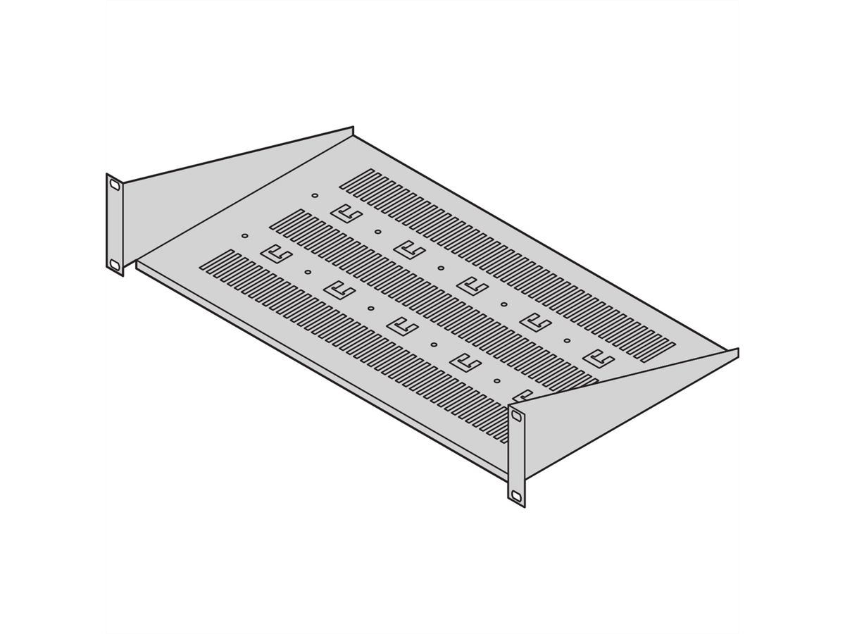 SCHROFF 19" Equipment Shelf, Depth-Adjustable, 430W 250D, RAL 7021