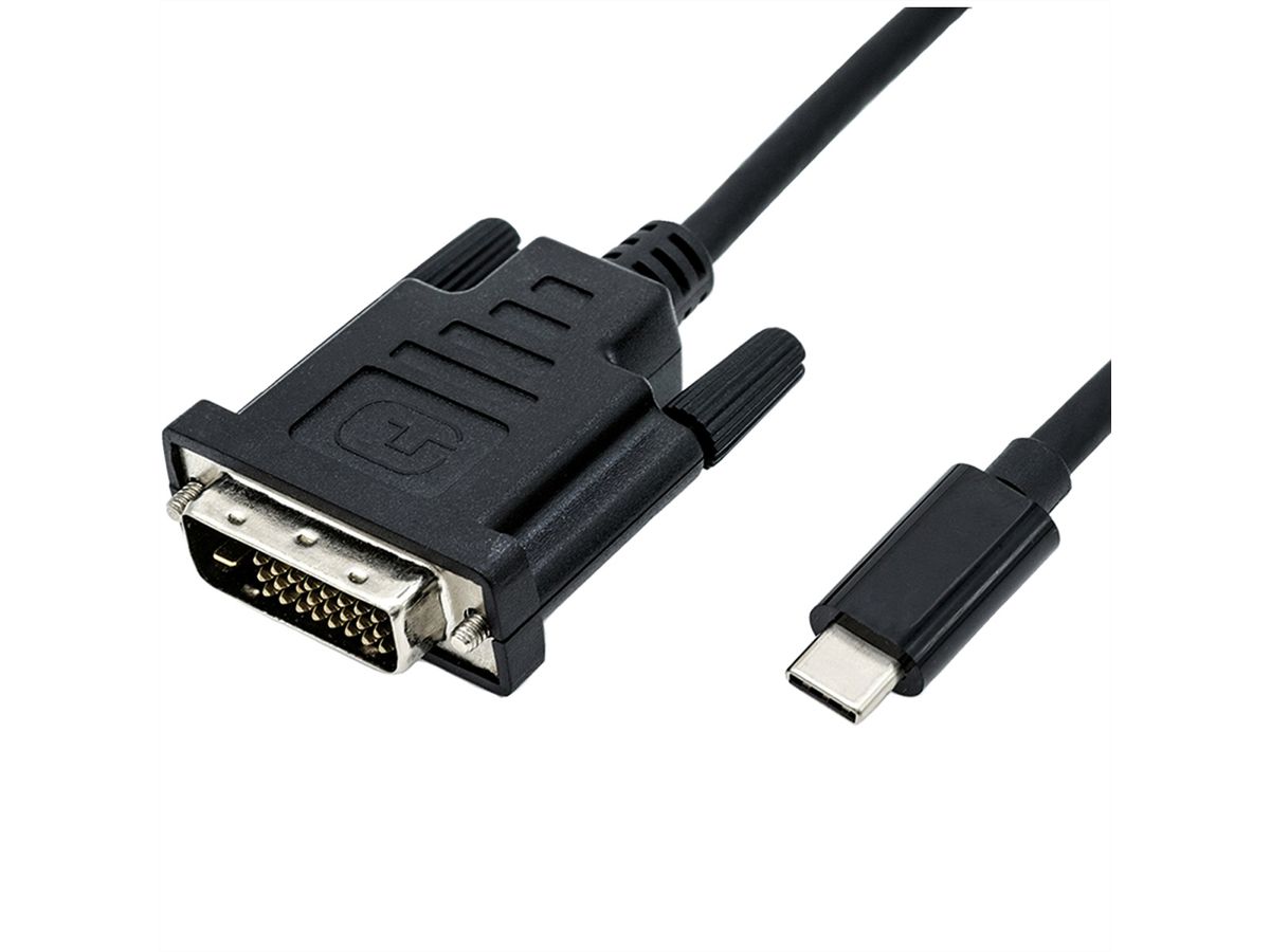 ROLINE USB Type C - DVI Cable, M/M, 1 m