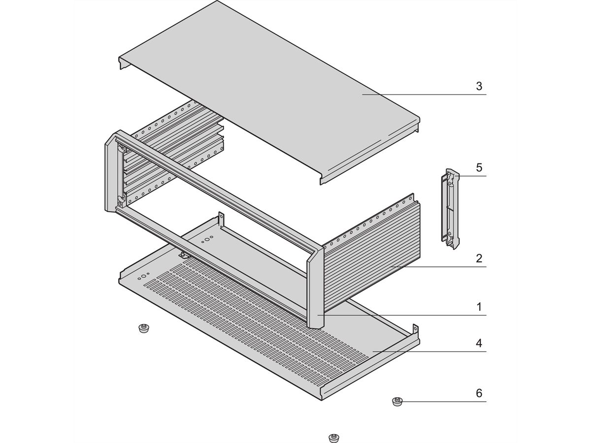 SCHROFF PropacPRO Desktop-kast, niet afgeschermd, 2 HE, 63 HE, 326 mm