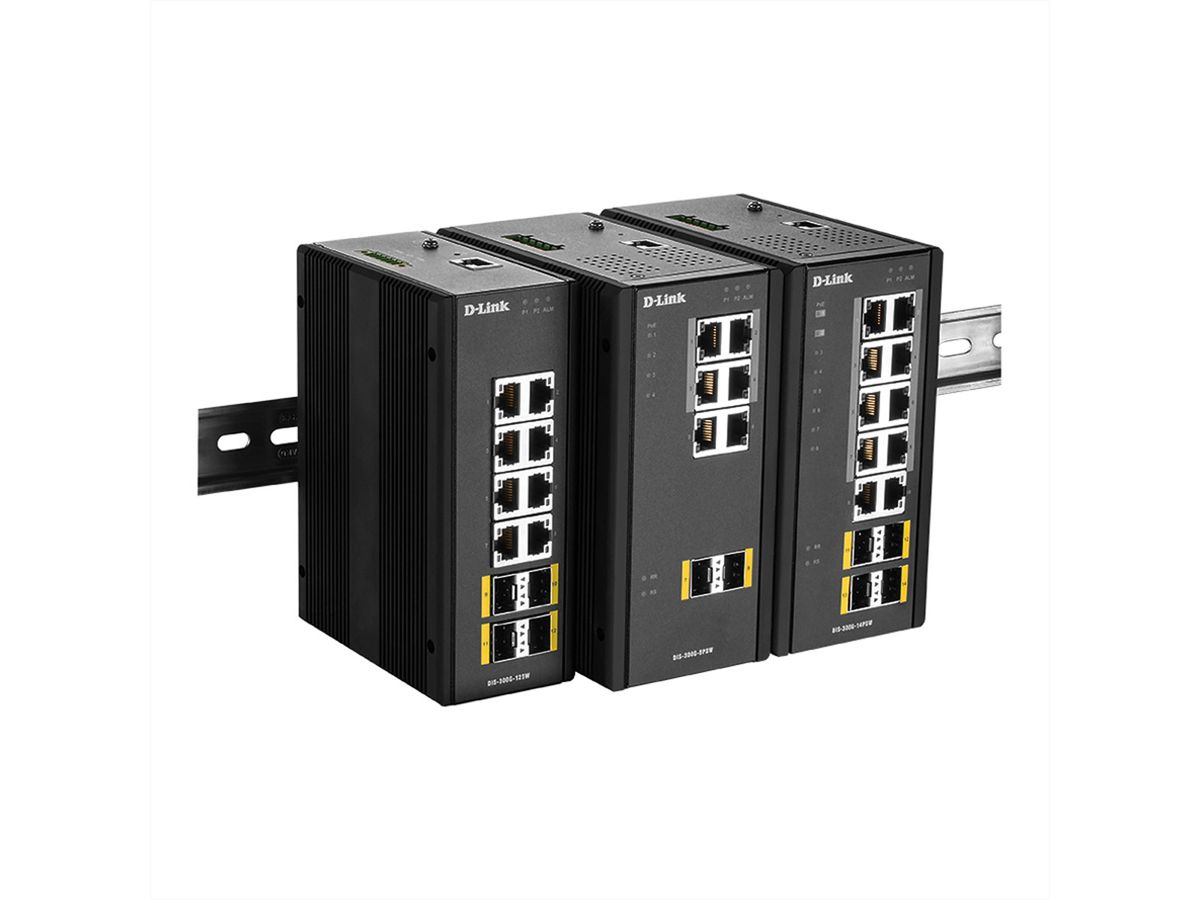 D-Link DIS-300G-14PSW 14-poorts switch Layer2 beheerd Gigabit PoE industrieel